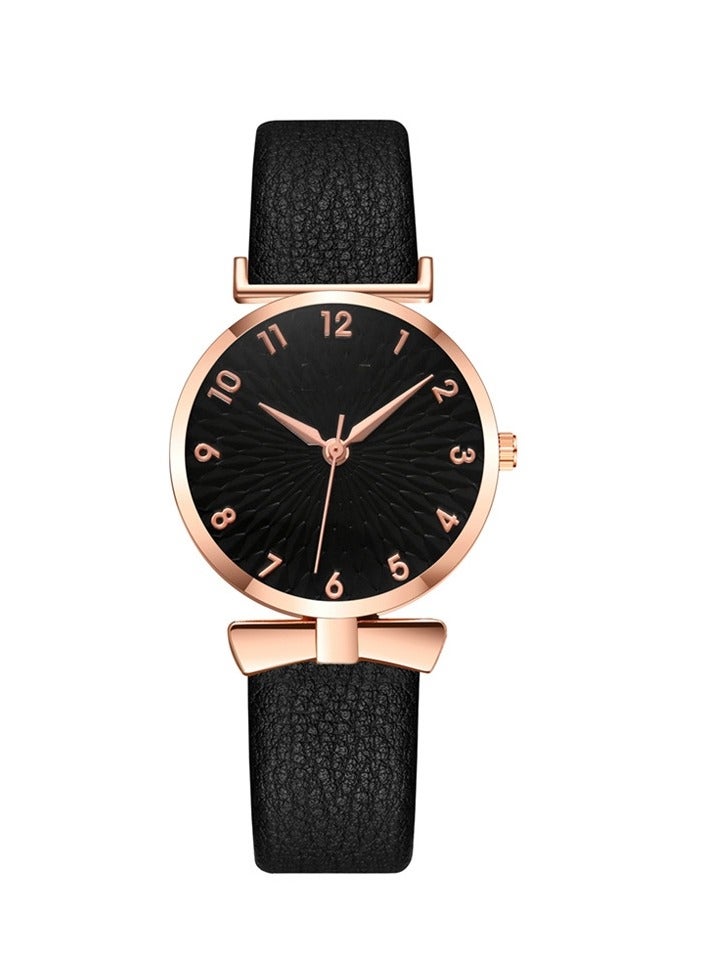Fashion Bow Digital Ladies Watch Belt Quartz Watch Trendy Women's Watch Black - Image 1