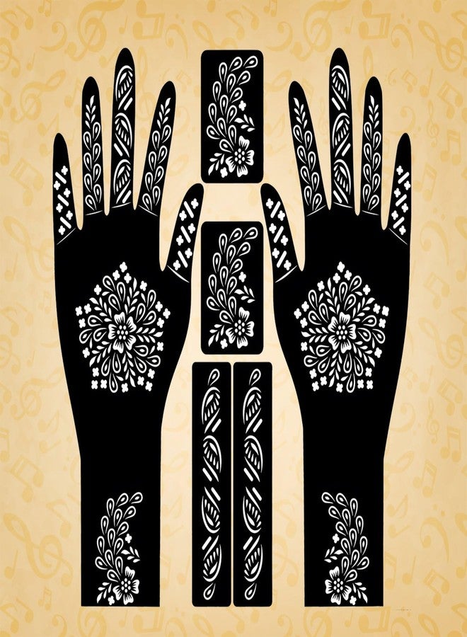 Ivana's Full Hand Elegant Floral Pattern Bridal Mehndi Stencil Sticker for Bride’s Special Day Functions Easy to Use with Instant Beautiful Design | DES-1062 - Image 1