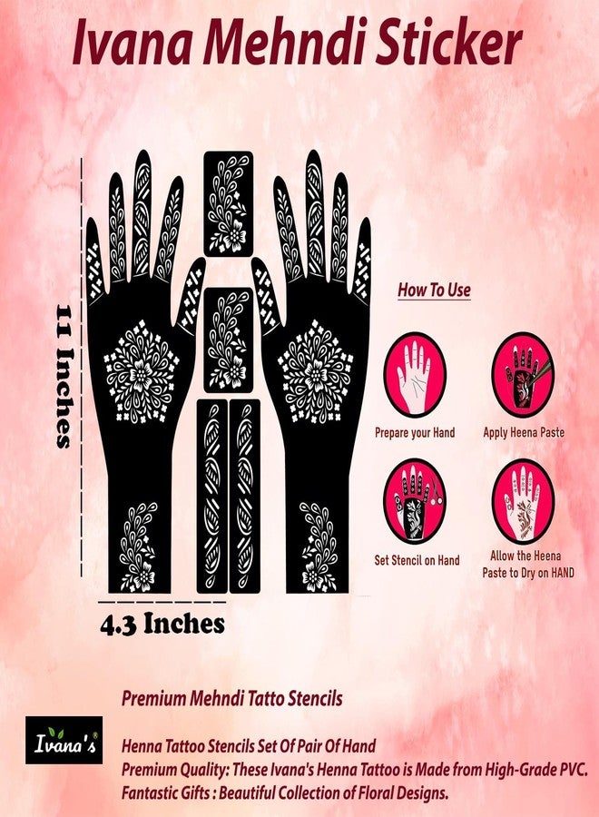 Ivana's Full Hand Elegant Floral Pattern Bridal Mehndi Stencil Sticker for Bride’s Special Day Functions Easy to Use with Instant Beautiful Design | DES-1062 - Image 3
