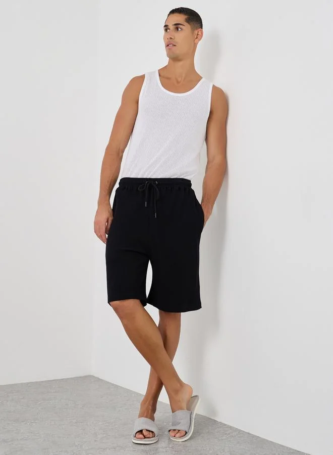 ستايلي Styli Waffle Textured Shorts with Drawstring