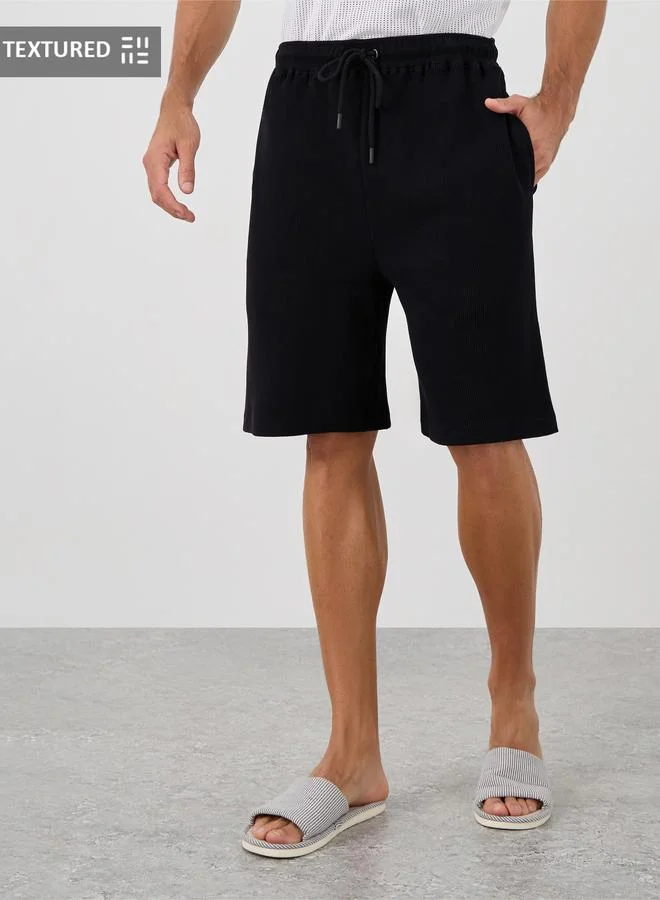 ستايلي Styli Waffle Textured Shorts with Drawstring