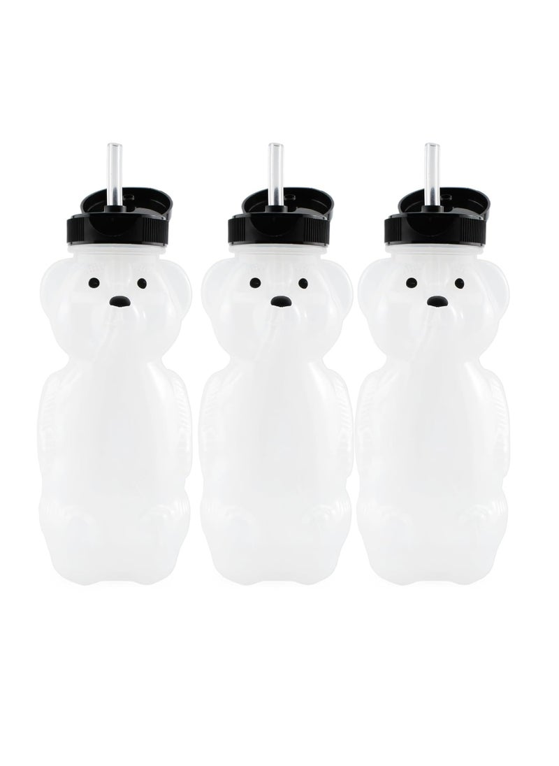Oasisgalore 3 Pack Honey Bear Straw Cups Sippy Bottles with Flexible Straw  - Image 1