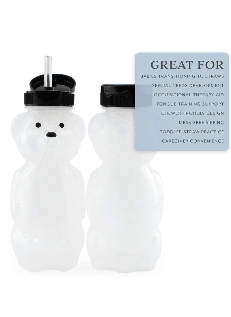 Oasisgalore 3 Pack Honey Bear Straw Cups Sippy Bottles with Flexible Straw  - Image 3