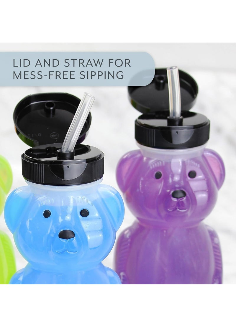 Oasisgalore 3 Pack Honey Bear Straw Cups Sippy Bottles with Flexible Straw  - Image 5