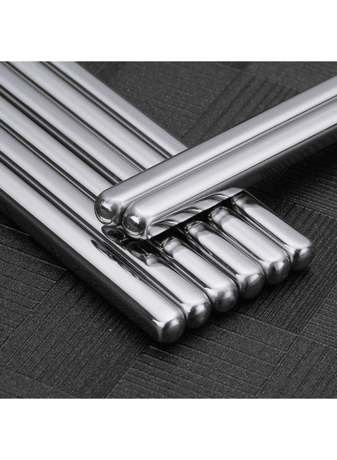 Spot Korean Stainless Steel Chopsticks Square Household Anti-scald Anti-slip Children Adult Stainless Steel Chopsticks Set-Color: 5 Pairs Of Color Cards-Specifications:22.5CM  - Image 2