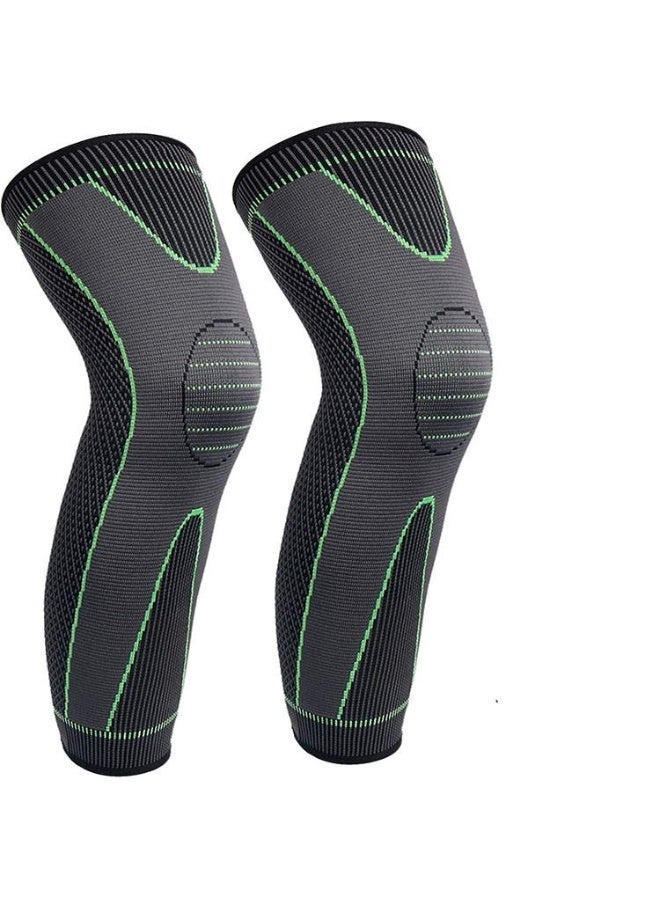 Long Medical Knee and Leg Support Pair, Compressive and Flexible with Top Stabilizing Strap for Joint and Muscle Support During Sports - Multicolor - Image 2