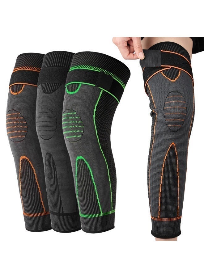 Long Medical Knee and Leg Support Pair, Compressive and Flexible with Top Stabilizing Strap for Joint and Muscle Support During Sports - Multicolor - Image 4