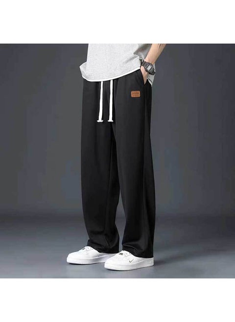 Spring Autumn Casual Loose Straight Pants for Men Black