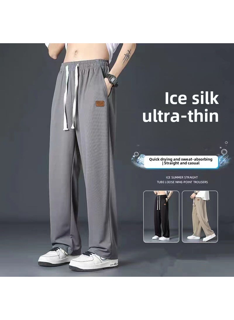 Generic - Spring Autumn Casual Loose Straight Pants for Men Black - Image 1
