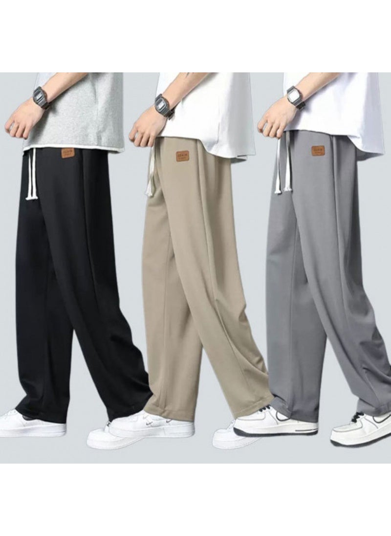 Generic - Spring Autumn Casual Loose Straight Pants for Men Black - Image 1