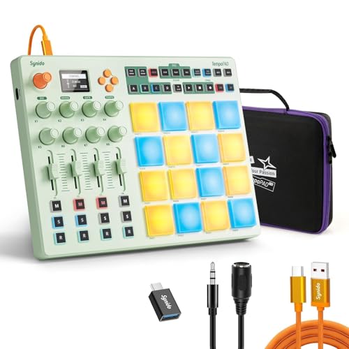 Synido Midi Pad Controller, Portable Beat Maker Machine with Drum Pads, Beginners Beating Pad Velocity Sensitive, LED Display for Music Production (Wireless MIDI) - Image 1