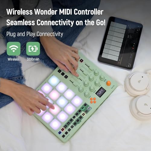 Synido Midi Pad Controller, Portable Beat Maker Machine with Drum Pads, Beginners Beating Pad Velocity Sensitive, LED Display for Music Production (Wireless MIDI) - Image 2