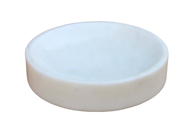 KLEO Soap Dish - Round Design | Natural White Marble Stone | Soap Holder | Soap Tray | Soap Case | Luxury Bath Accessories - Image 1