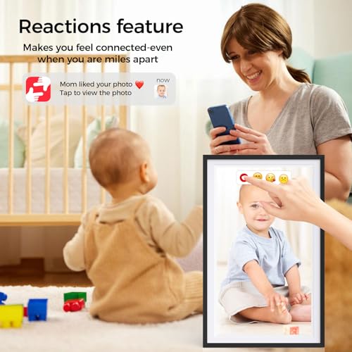 YunQiDeer Digital Picture Frame,15.6 Inch Large Frameo Digital Photo Frame WiFi, 32GB,1920 * 1080 IPS HD Touch Screen,Tabletop&Wall-Mounted,Digital Frame Share Photos and Videos via Frameo App - Image 5