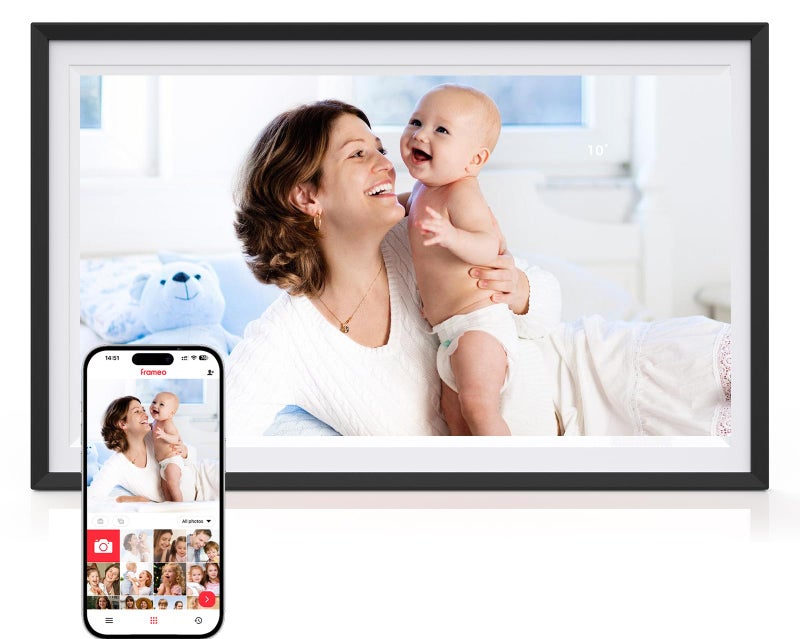 YunQiDeer Digital Picture Frame,15.6 Inch Large Frameo Digital Photo Frame WiFi, 32GB,1920 * 1080 IPS HD Touch Screen,Tabletop&Wall-Mounted,Digital Frame Share Photos and Videos via Frameo App - Image 1