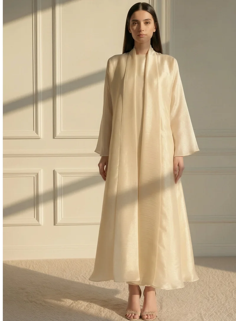 Moistreet Organza Abaya Set with Inner & Headscarf