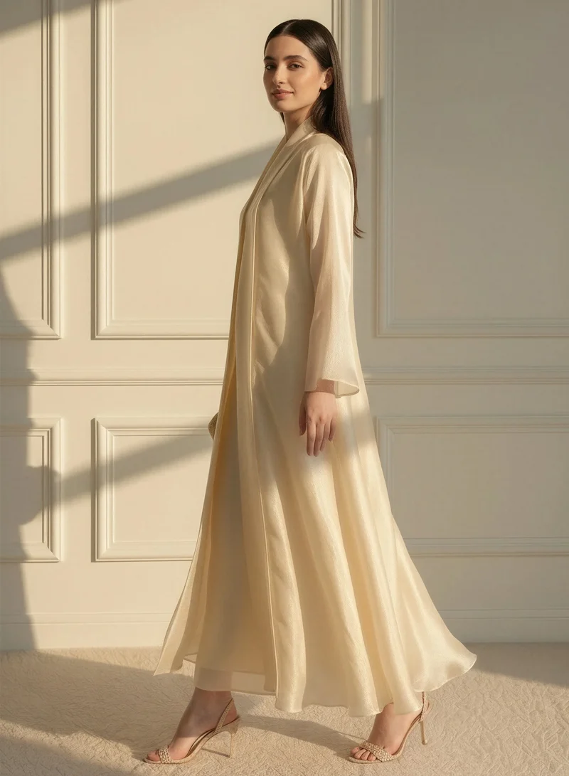 Moistreet Organza Abaya Set with Inner & Headscarf