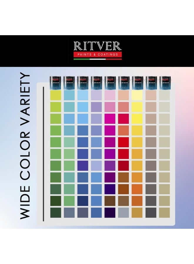 RITVER دهان حائط مائي من ريتفر بريميوم 3.6 لتر، أزرق مفضل، عديم الرائحة، مقاوم للتنقيط والرش، داخلي، عالي التعتيم، RP-501، تشطيب غير لامع - Image 5