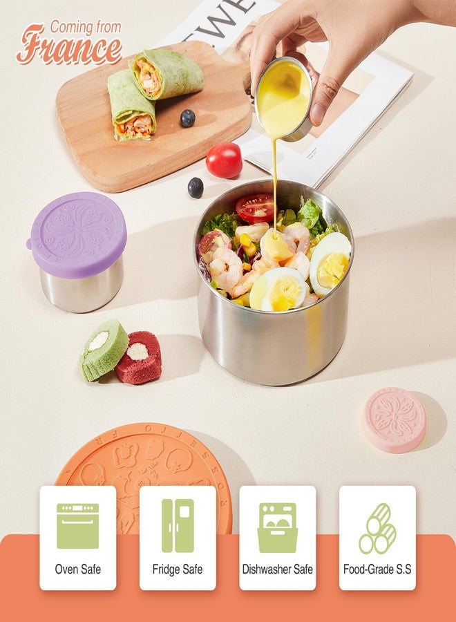 ROSSETTO Stainless Steel Food Storage Container, Set of 6, Nesting Bowls with Colorful Lids, stackable leakproof Metal Lunch Box Set for Kids, Daycare, School, Travel. Sauce Salad dressing Container to go - Image 5