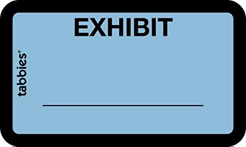 Tabbies Legal Exhibit Labels, Label: 1-5/8"W x 1" H, Sheet: 5-1/4"W x 3-1/4"H, Blue, Exhibit 252 Labels/Pack (58091) - Image 1