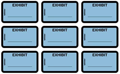 Tabbies Legal Exhibit Labels, Label: 1-5/8"W x 1" H, Sheet: 5-1/4"W x 3-1/4"H, Blue, Exhibit 252 Labels/Pack (58091) - Image 2