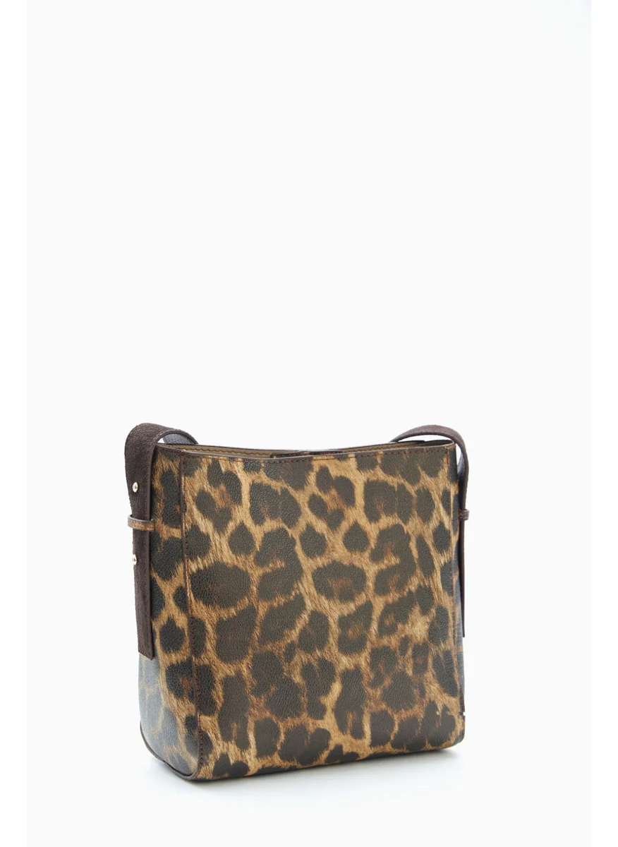 Wecre8 Leopard Print Modern Buckle Shoulder Bag by WECRE8