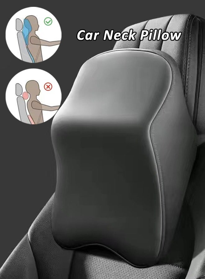 وسادة رقبة لمقعد السيارة لتخفيف آلام الرقبة ودعم العنق، وسادة رقبة لمقعد السيارة مصنوعة من إسفنج ميموري فوم نقي 100% وغطاء قابل للغسل (أسود) - Image 1