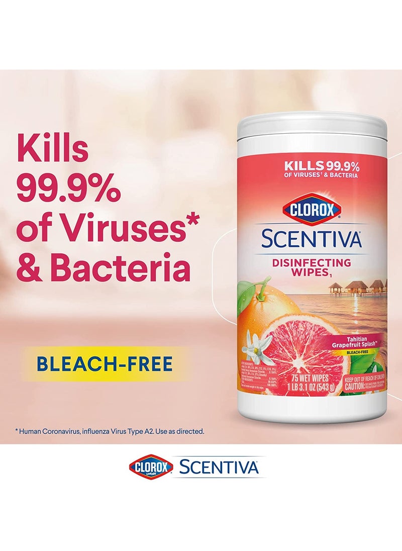 Clorox Scentiva Disinfecting Wipes Grapefruit And Orange Blossom 75 Wipes  - Image 3