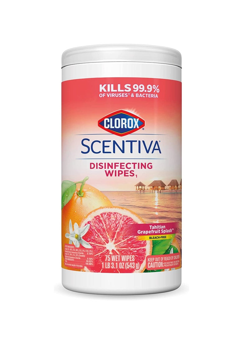 Clorox Scentiva Disinfecting Wipes Grapefruit And Orange Blossom 75 Wipes  - Image 1