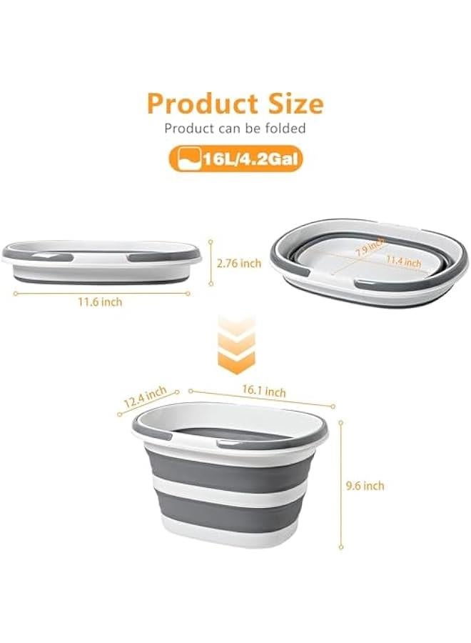 HOOKOR Large Collapsible Bucket 4.2 Gallon (16L) for House Cleaning, Camping, and More - Space Saving, Multiuse Water Bucket for Cleaning Mop - Lightweight and Portable (Blue) - Image 2