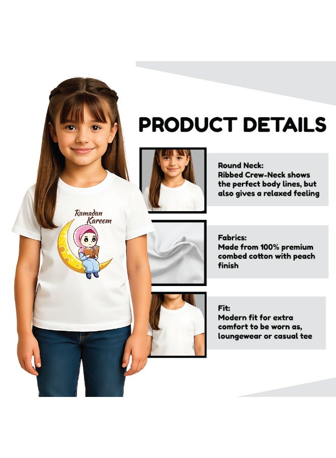 PRINTSHOP4ME Ramadan Printed Design Round Neck Cotton Girl Kids Tshirt Design 10 - Image 4