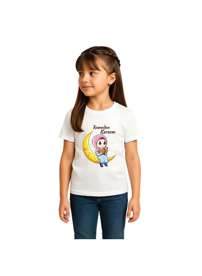 PRINTSHOP4ME Ramadan Printed Design Round Neck Cotton Girl Kids Tshirt Design 10 - Image 3
