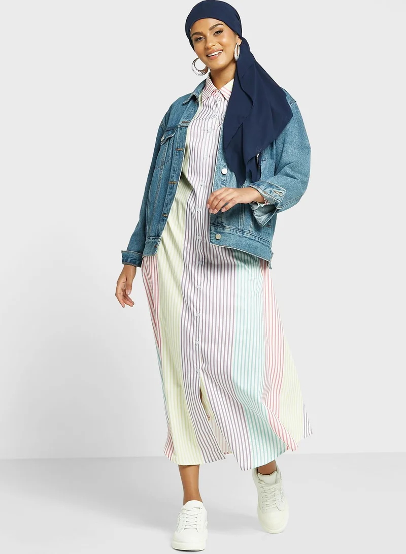 Khizana Button Down Color Block Dress