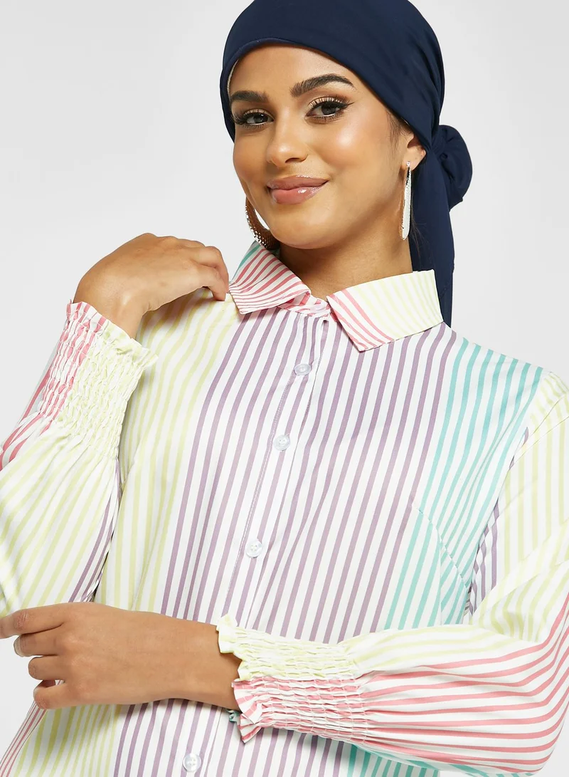 Khizana Button Down Color Block Dress