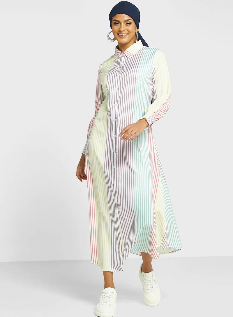 Khizana Button Down Color Block Dress