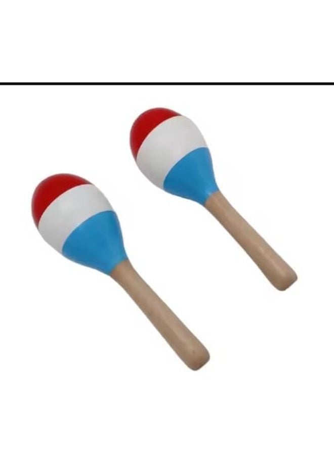 Megarya Colorful Wooden Maracas for Kids – 2-Pack Handheld Rhythm Shakers, Fun Percussion Toy Set for Toddlers, Preschoolers & Music Classes - Image 1