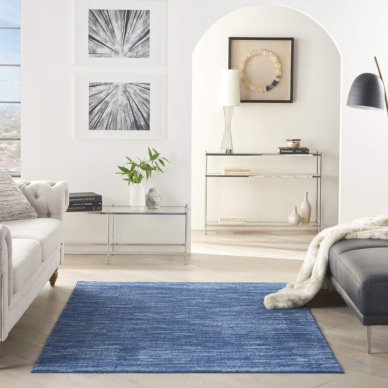 Nourison Home Nourison Essentials Navy Blue 4' x 6' Area Rug - Easy Clean, Non Shedding, Bed Room, Living Room, Dining Room, Kitchen (4' x 6') - Image 3