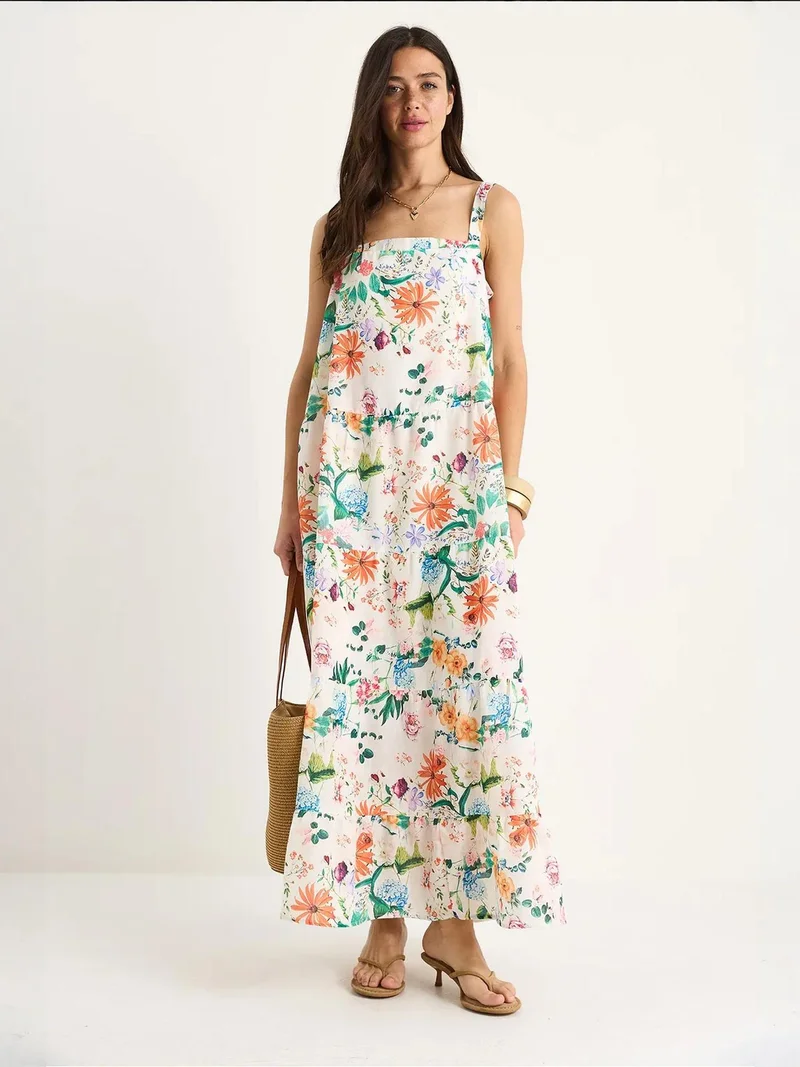 بيانكو لوتشي فستان ماكسي بياقة مربعة وزهور من لوتشي