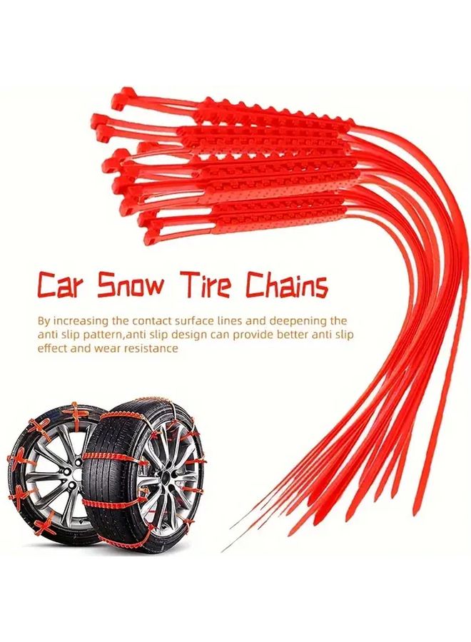 Bright Red Snow Chains 12PCS Anti Slip Tire Chains for Truck SUV Sedan Winter Driving - Image 5