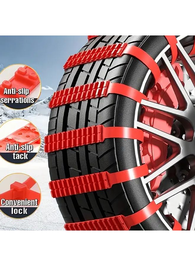 Bright Red Snow Chains 12PCS Anti Slip Tire Chains for Truck SUV Sedan Winter Driving - Image 1