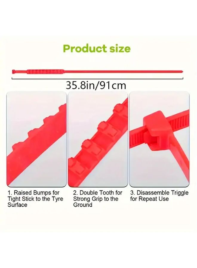 Bright Red Snow Chains 12PCS Anti Slip Tire Chains for Truck SUV Sedan Winter Driving - Image 2