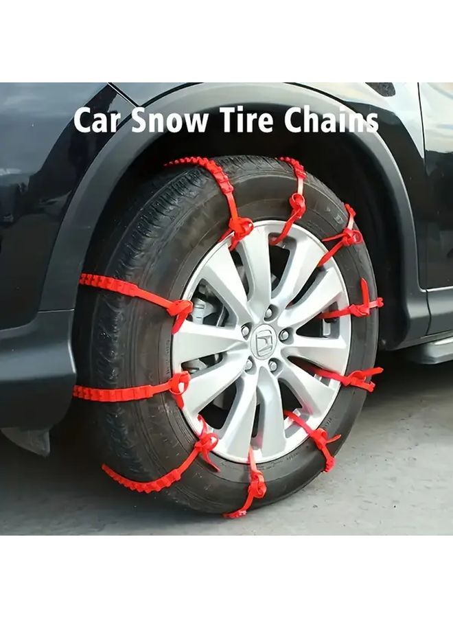 Bright Red Snow Chains 12PCS Anti Slip Tire Chains for Truck SUV Sedan Winter Driving - Image 3