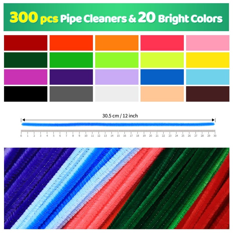 IOOLEEM Pipe Cleaners, 300pcs 20 Colors, Chenille Stems for DIY Crafts and Party Decors, Art and Craft Supplies. - Image 2