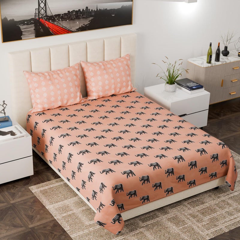 Nivasam Havemore King Size Double Bed Sheet - 300 TC Cotton Feel Fabric - Soft & Breathable - Premium Finish - Ideal for All Seasons - Super Soft with Pillow Covers (Design6) - Image 1