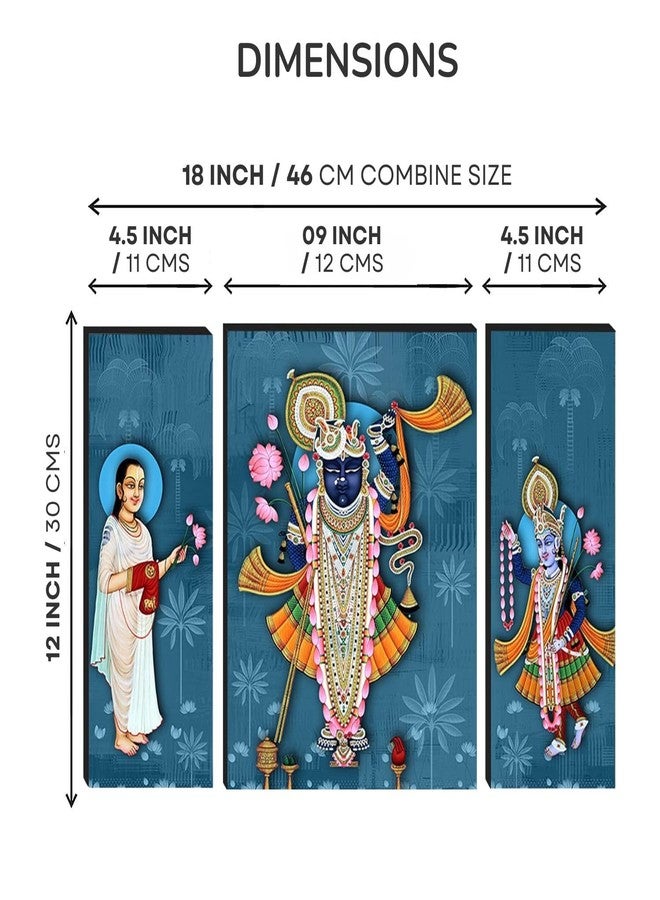 Masstone Lord Shrinathji Yamunaji Mahaprabhuji Paintings | Digital Reprint Paintings for Living Room | Wall Painting for Bedroom | Wall Art for Home Decoration Items | Size: 12x18 Inch | Set of 3 - Image 2