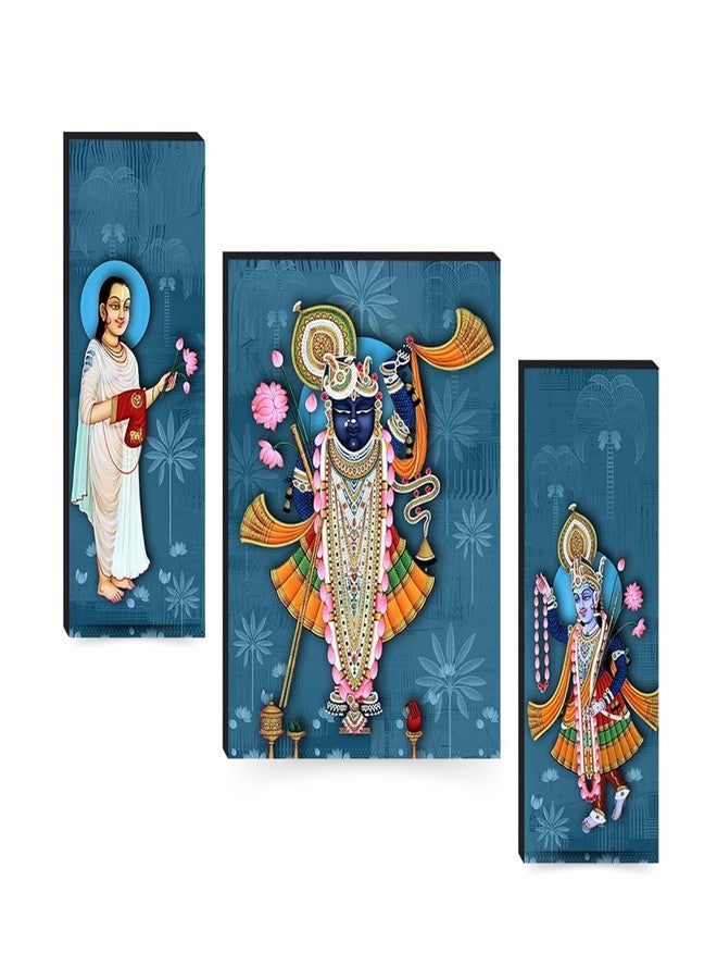 Masstone Lord Shrinathji Yamunaji Mahaprabhuji Paintings | Digital Reprint Paintings for Living Room | Wall Painting for Bedroom | Wall Art for Home Decoration Items | Size: 12x18 Inch | Set of 3 - Image 1