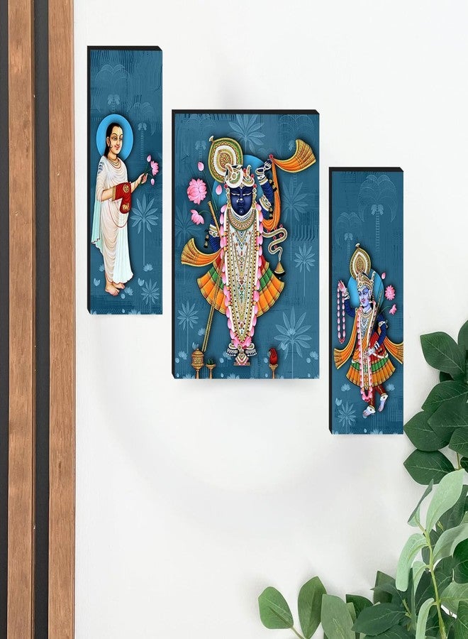 Masstone Lord Shrinathji Yamunaji Mahaprabhuji Paintings | Digital Reprint Paintings for Living Room | Wall Painting for Bedroom | Wall Art for Home Decoration Items | Size: 12x18 Inch | Set of 3 - Image 5