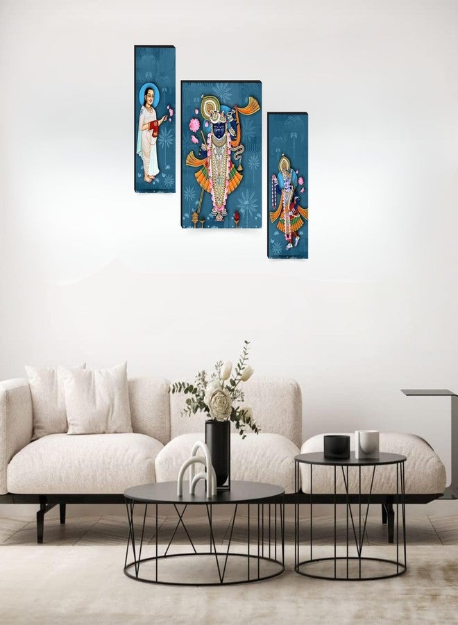 Masstone Lord Shrinathji Yamunaji Mahaprabhuji Paintings | Digital Reprint Paintings for Living Room | Wall Painting for Bedroom | Wall Art for Home Decoration Items | Size: 12x18 Inch | Set of 3 - Image 3