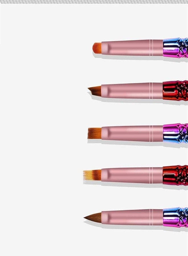 Ruby Face RUBYFACE 5Pcs Acrylic Nail Art Brush Set Mer maid Handle Nail Flower Painting Pen Nail Gradient Brushes UV Gel Builder Manicure DIY Tools - Image 4