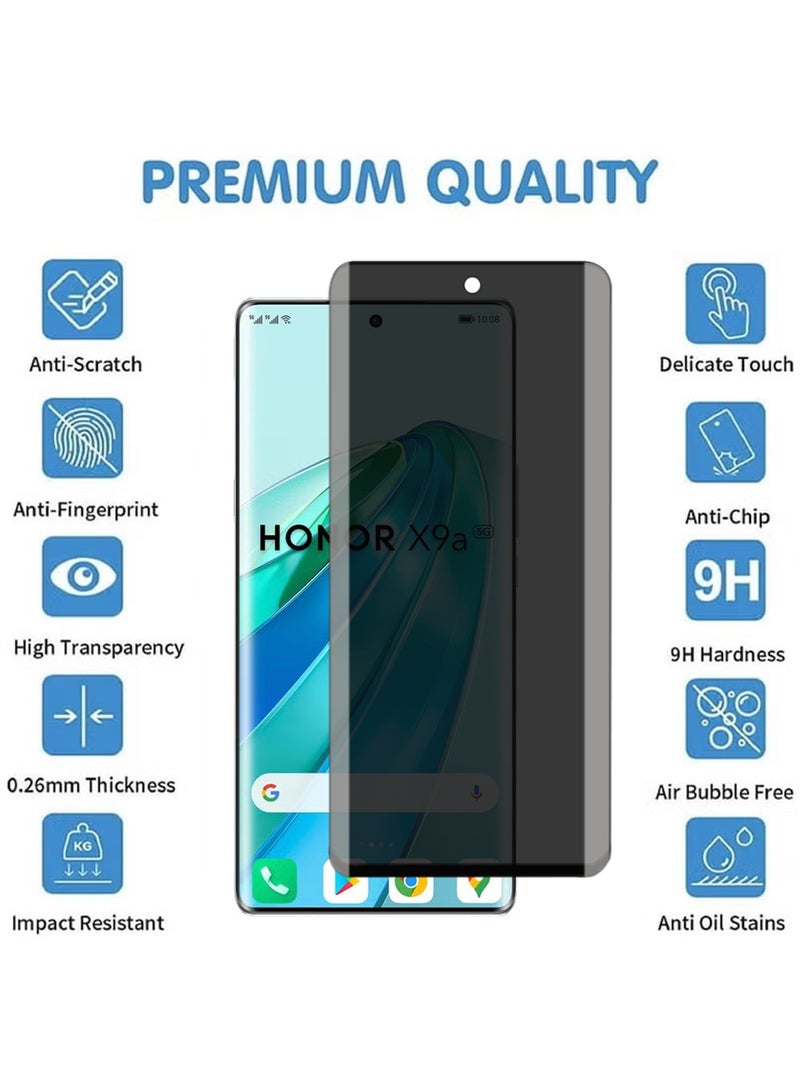 X-level 2 Pcs Honor X9a Privacy Screen Protector,Anti-Spy Full Screen 3D Tempered Glass Film,9H Hardness Anti-Peeping Edge Glue Coverage Protector Anti Scratch Screen - Image 2